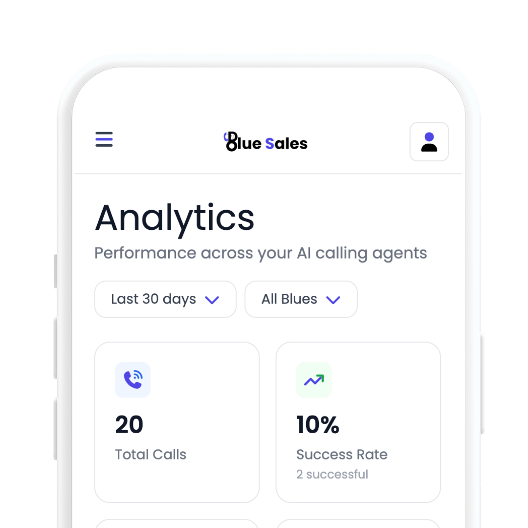 BlueSales dashboard on phone