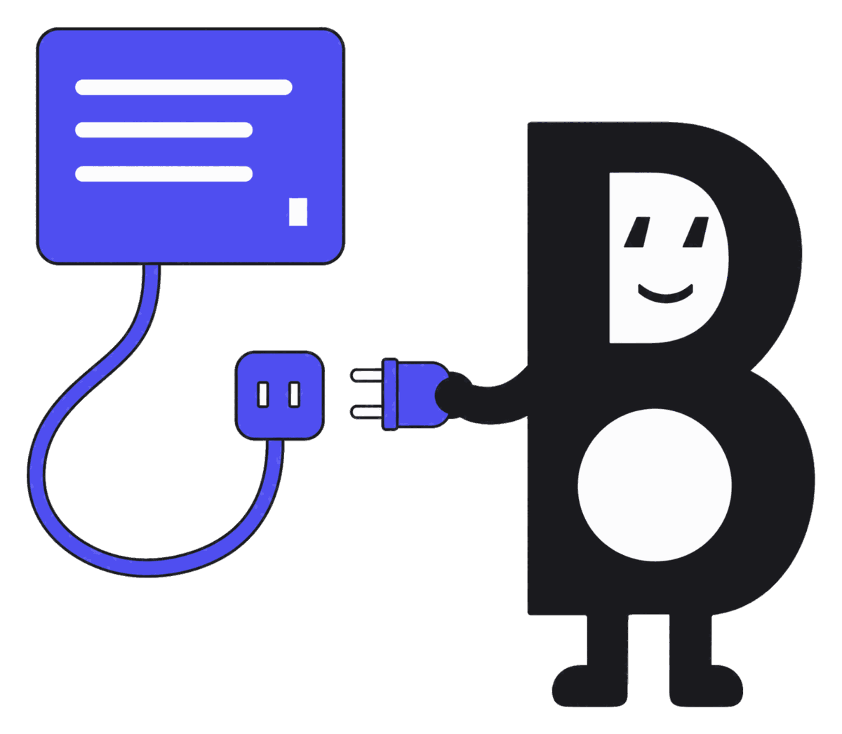 Illustration of an AI assistant plugging into BlueSales