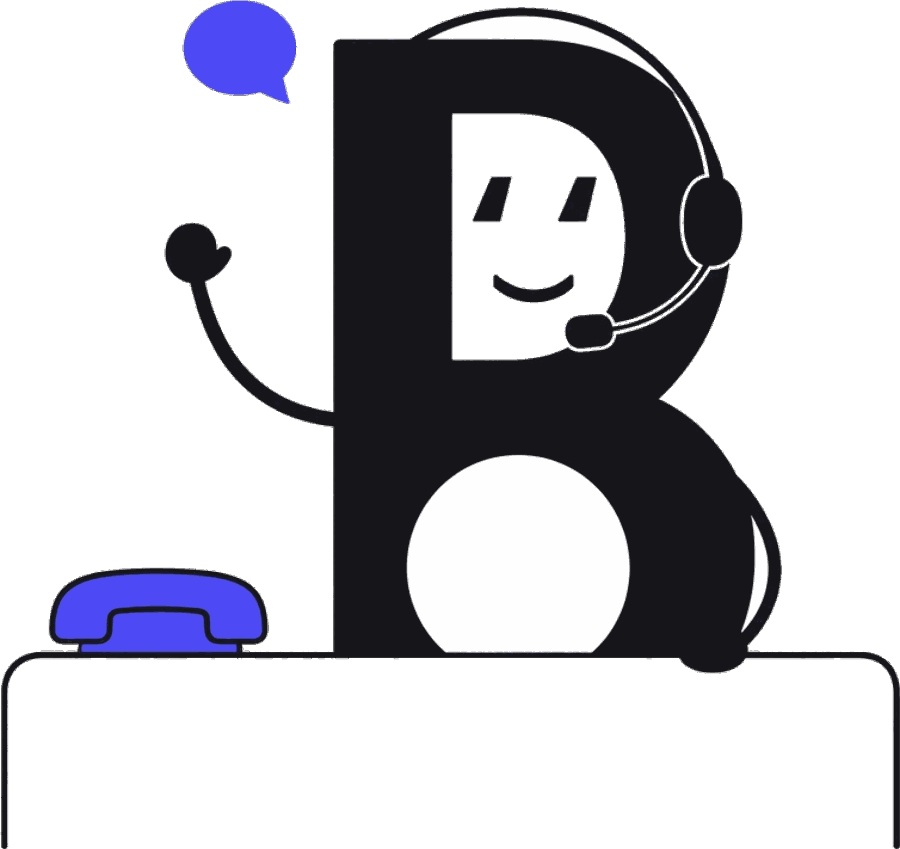 The Blue mascot as a receptionist